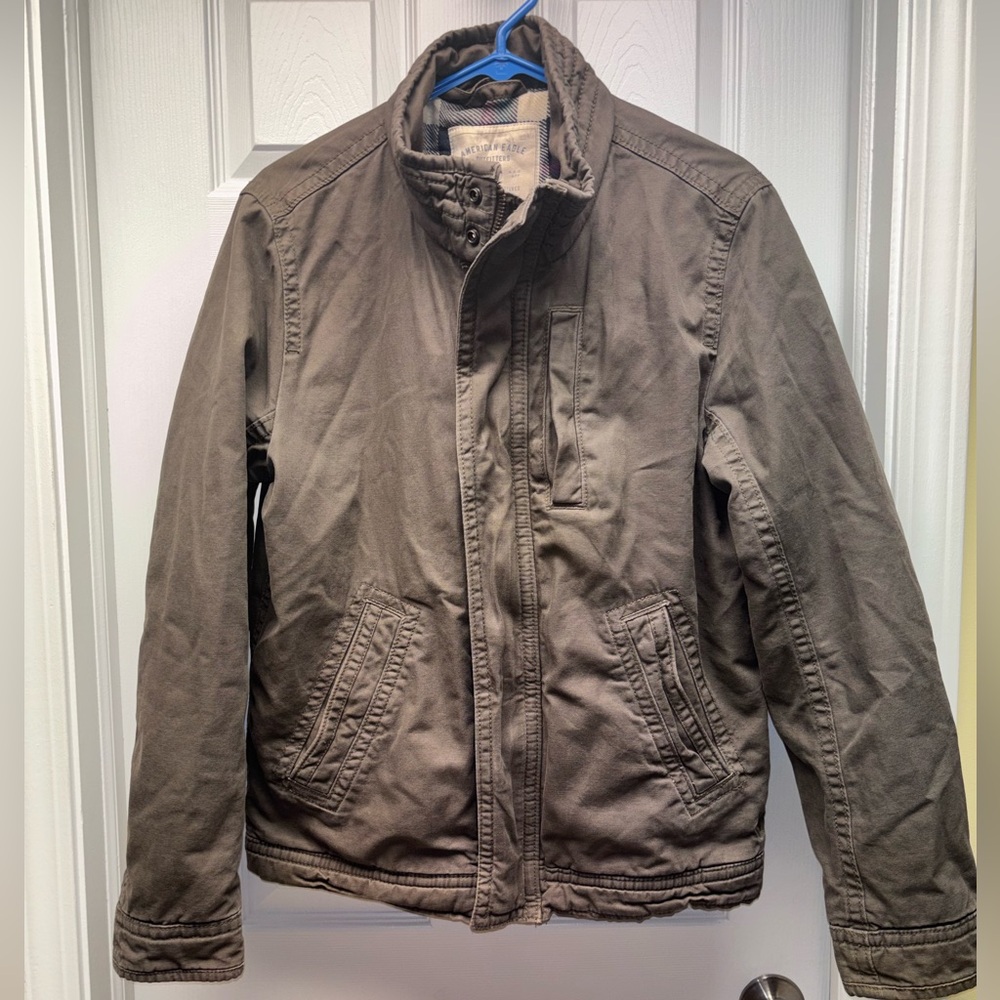 American Eagle Outfitters Men’s Brown Utility Jacket Plaid Lined | Size S/P